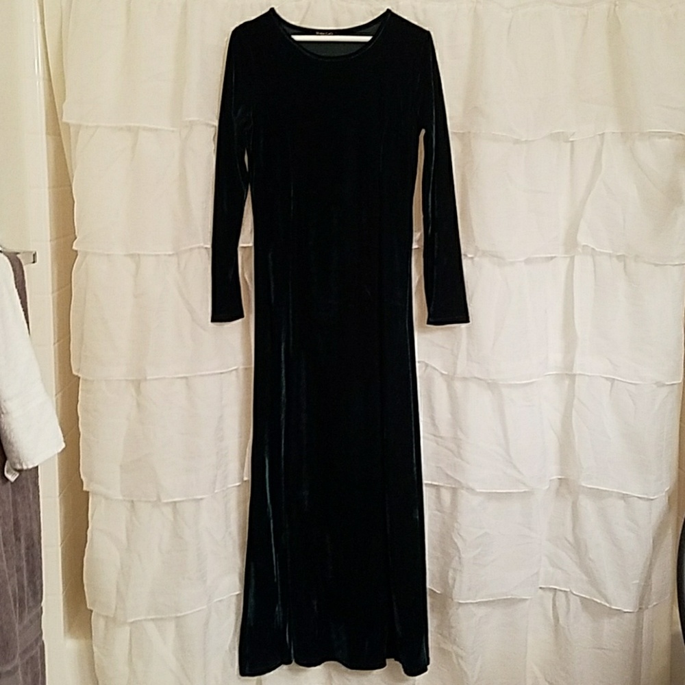 Green velvet dress